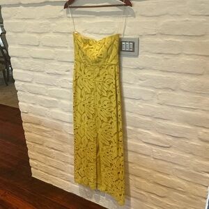 Forever Young Strapless Yellow Lace Dress